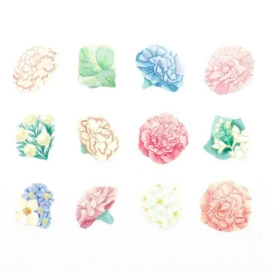 Bande Washi Tape Sticker Rolls - Pink Carnation Bouquet - Image 3