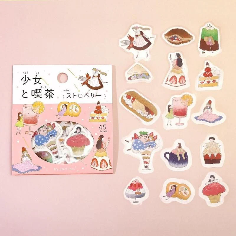 BGM Planner Sticker Flakes - A Girl and a Coffee Shop - Strawberry - Image 3