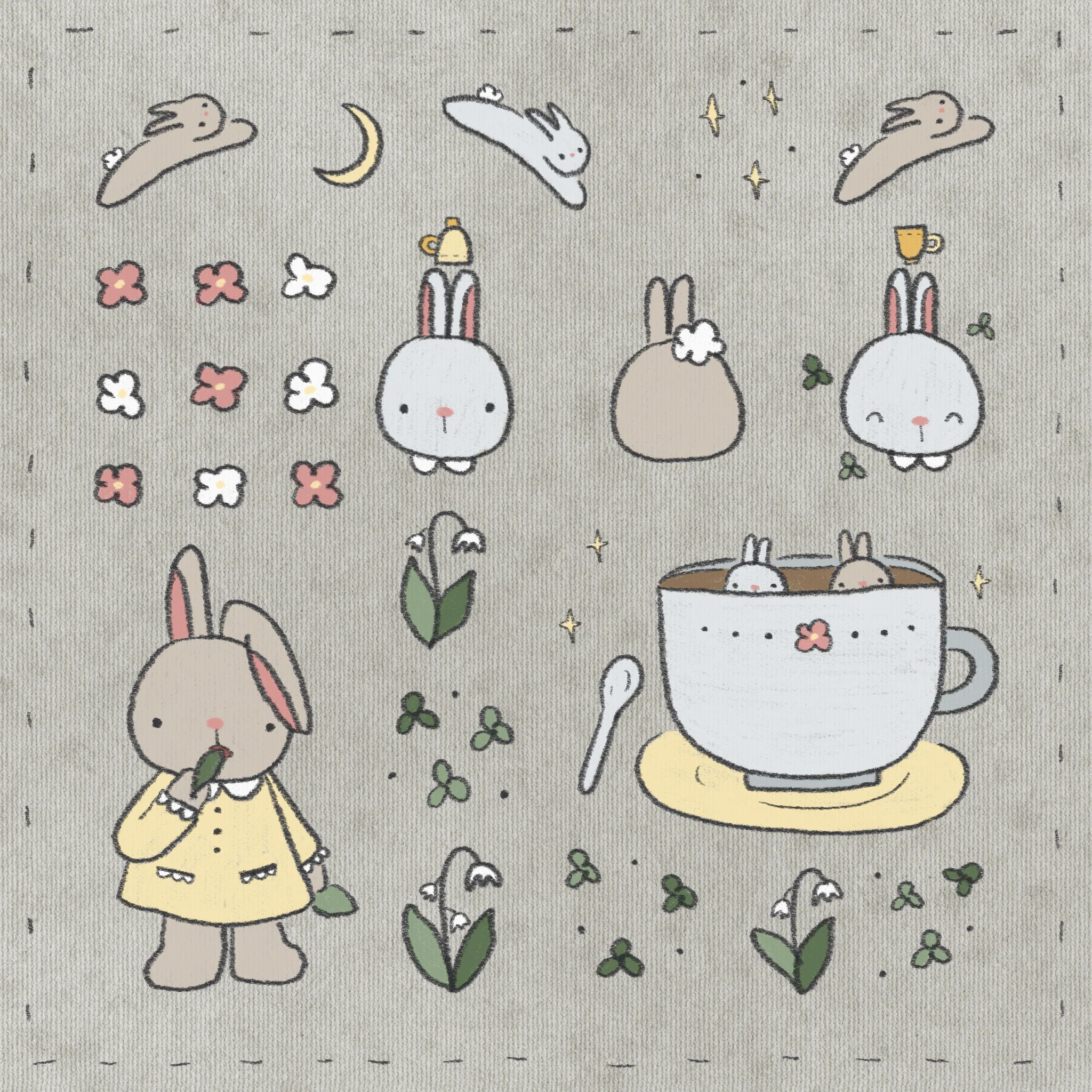 dana ate oatmeal! Bunny Washi Sticker Sheet - Image 4