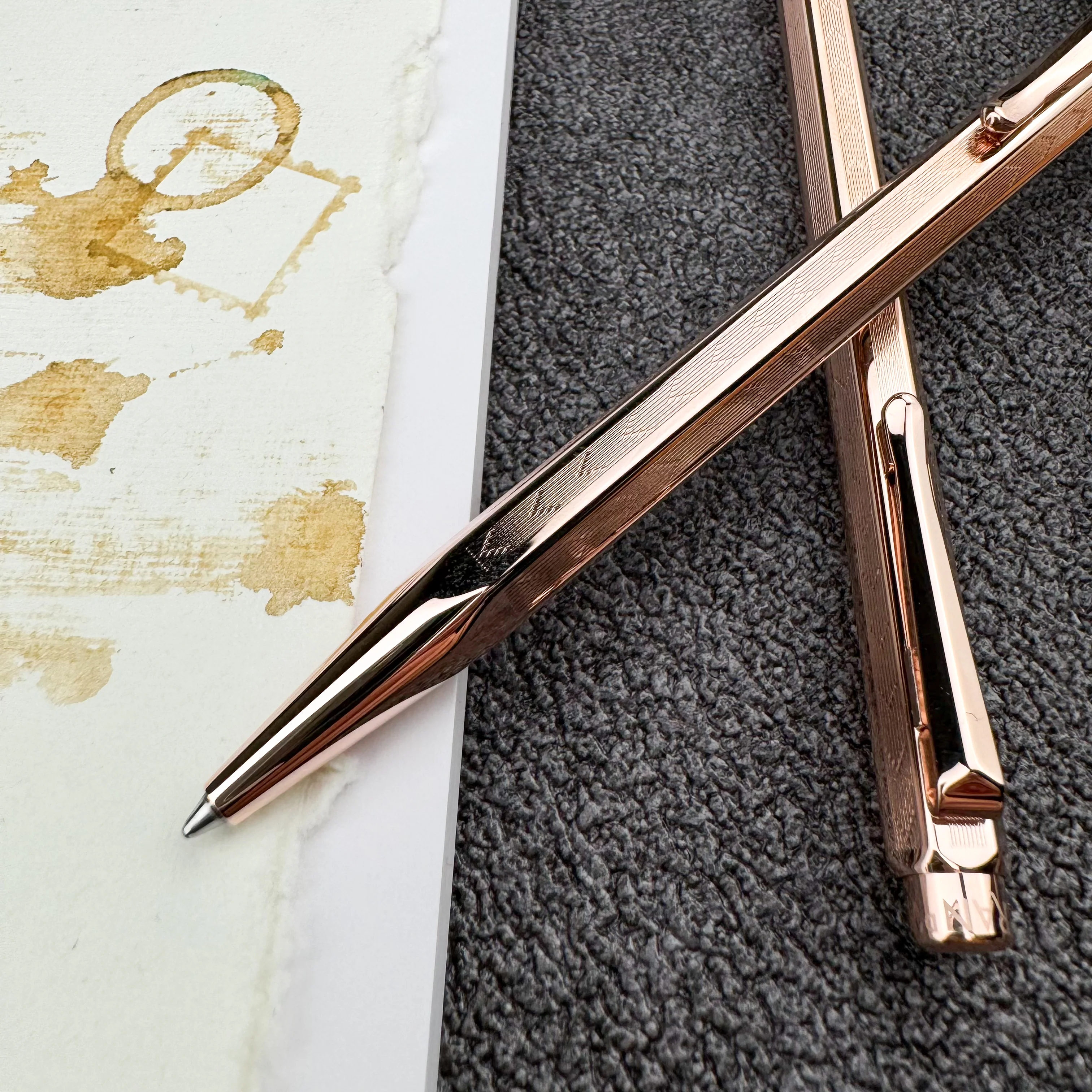 Caran d'Ache 849 Ecridor Gold Ballpoint Pen - Chevron Rose - Image 3