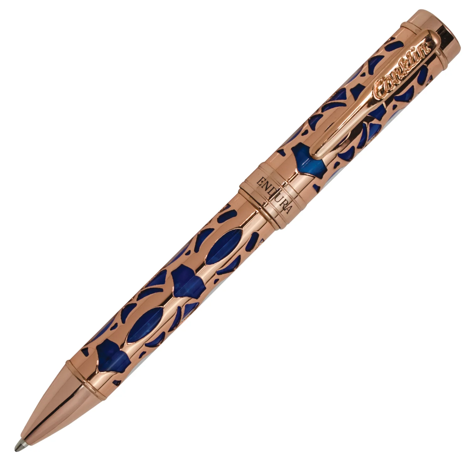 Conklin Endura Deco Crest Ballpoint Pen - Blue w/ Rosegold - Image 3