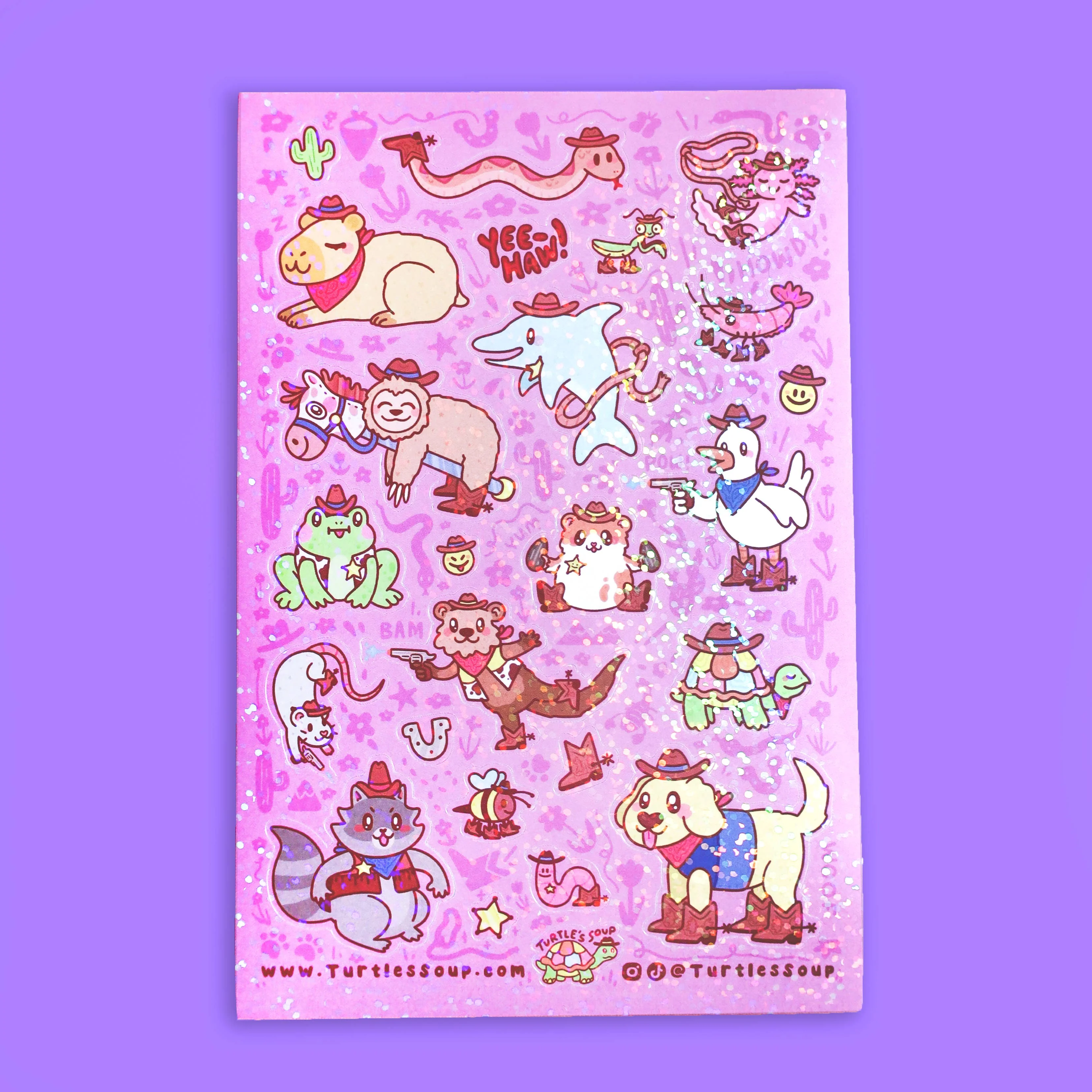 Cowboy Critters Cute Western Stationery Vinyl Sticker Sheet - Image 2