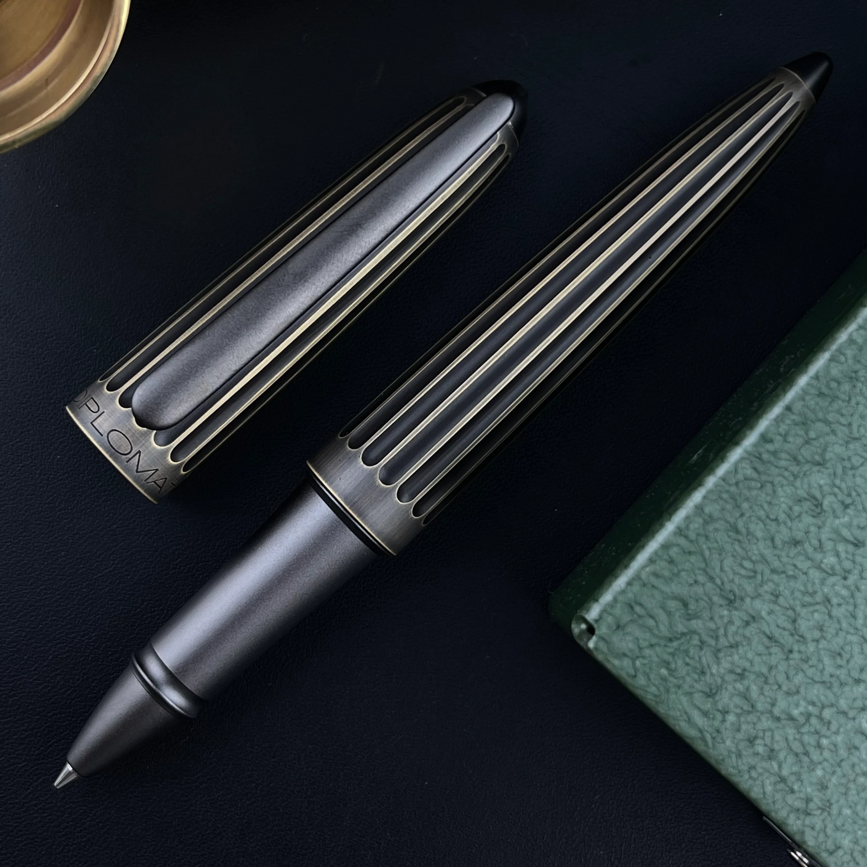 Diplomat Aero Rollerball Pen - Brass Stripes - Image 2