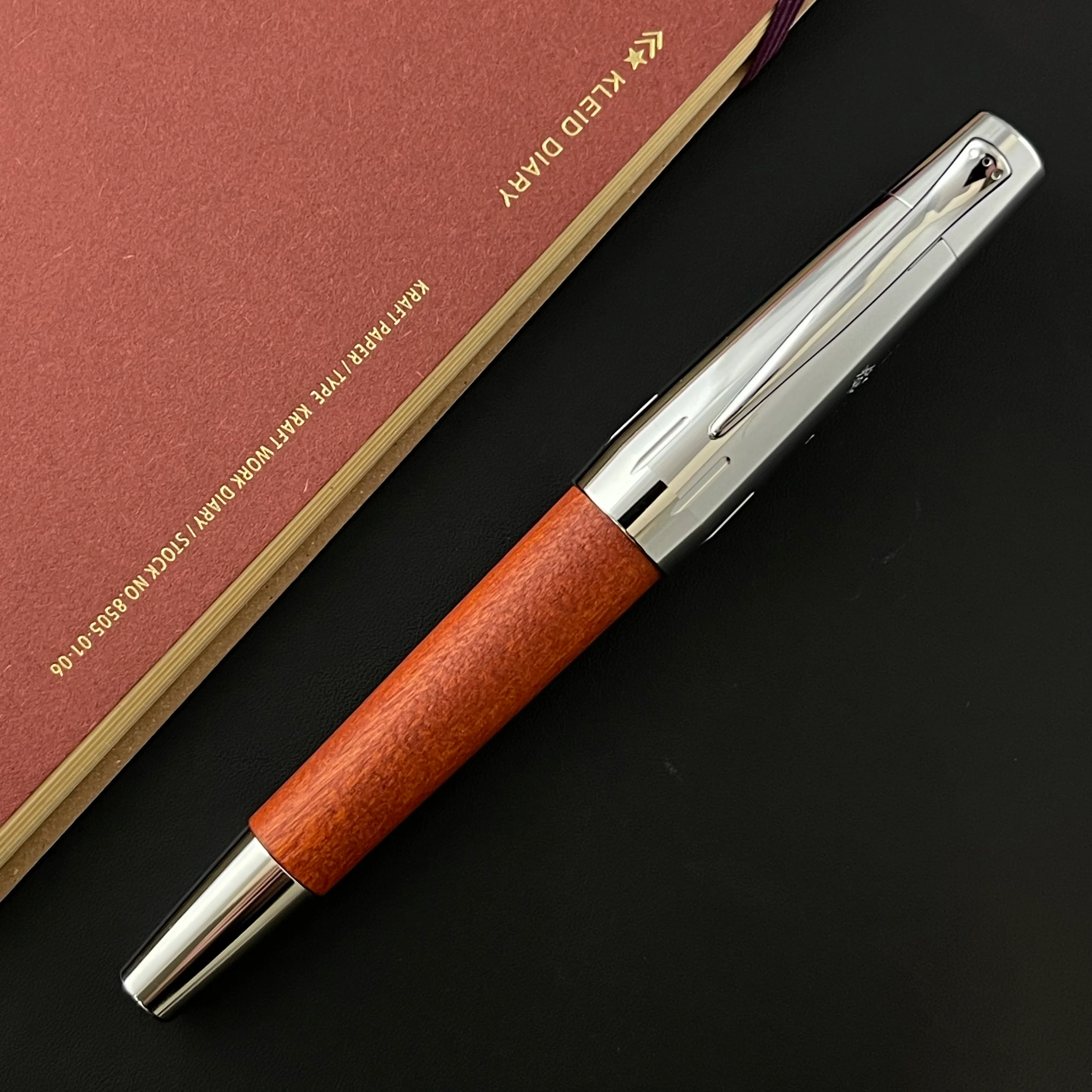 Faber-Castell E-Motion Fountain Pen - Wood w/ Chrome - Image 2