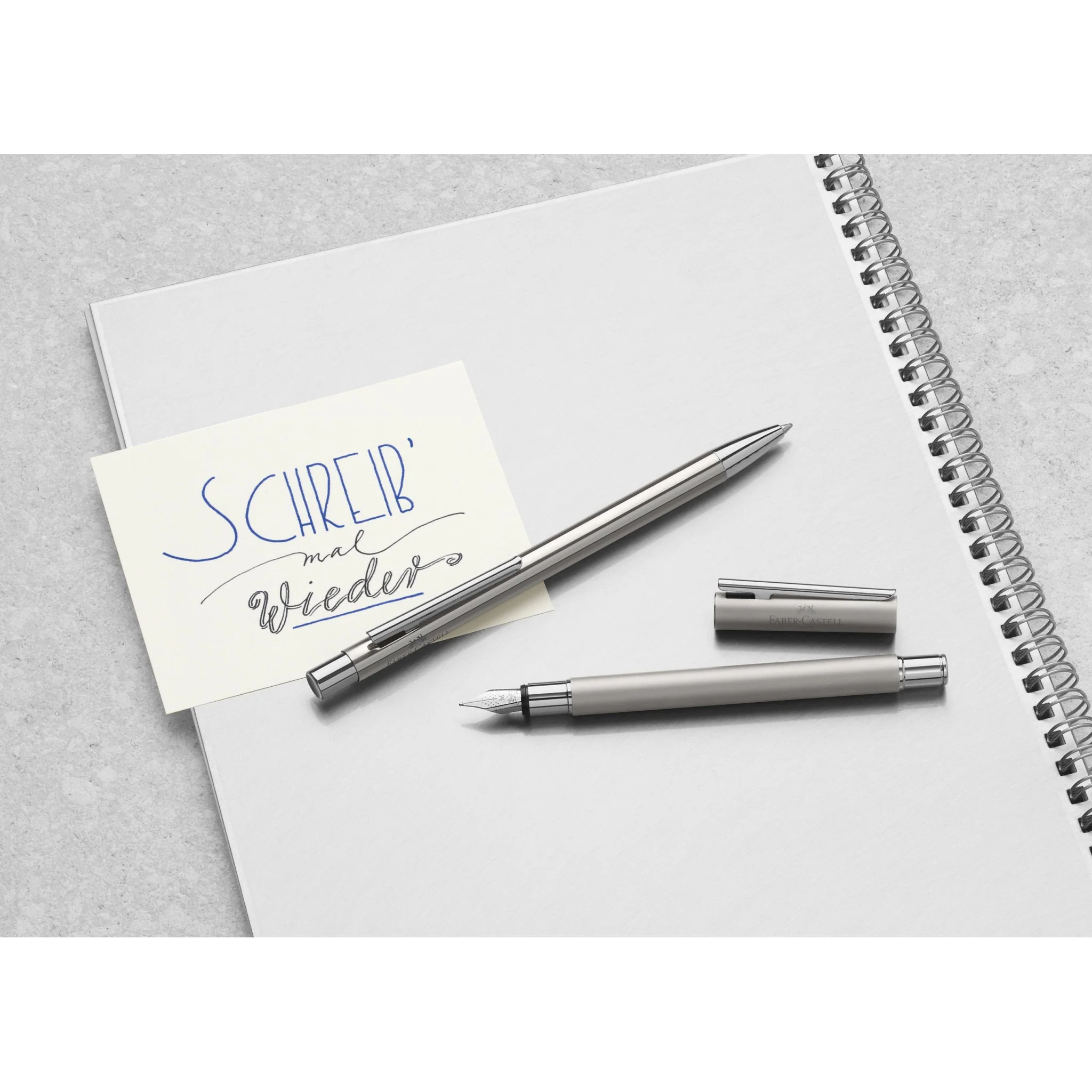 Faber-Castell Neo Slim Fountain Pen - Matte Stainless Steel - Image 4