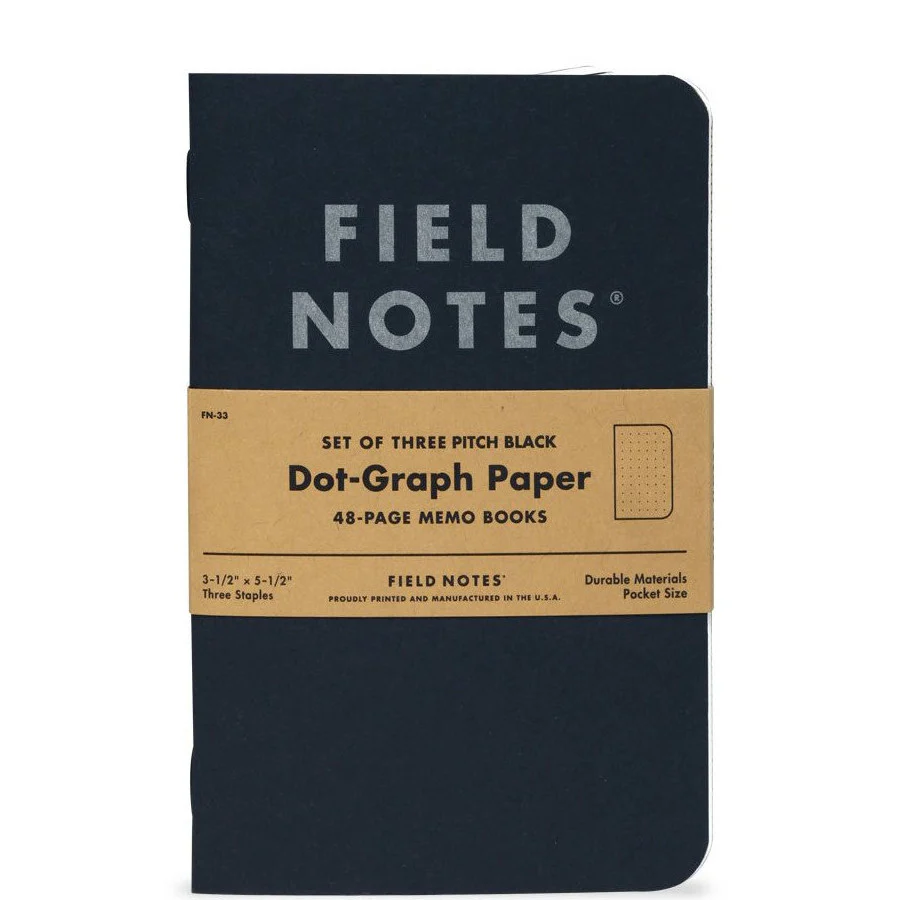 Field Notes Pitch Black Notebook, Dot Graph, 2-Pack, 4 3/4" x 7 1/2" - Image 3