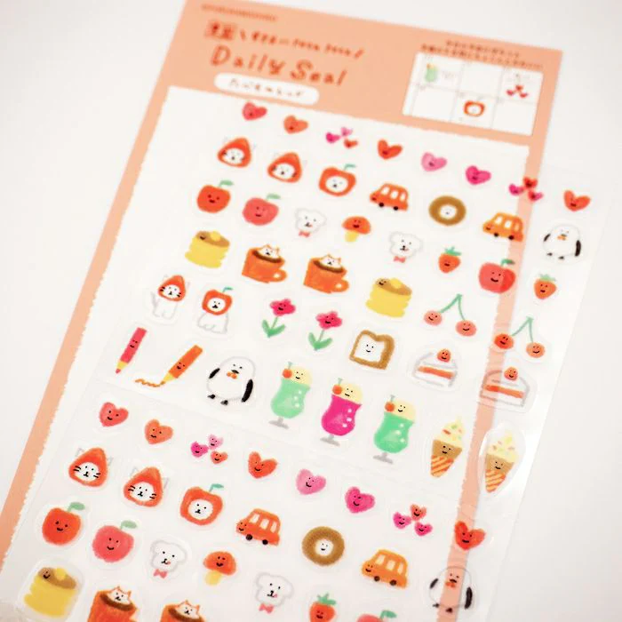 Furukawashiko Daily Seal Sticker Sheet - Watashi Biyori - Food Red - Image 3