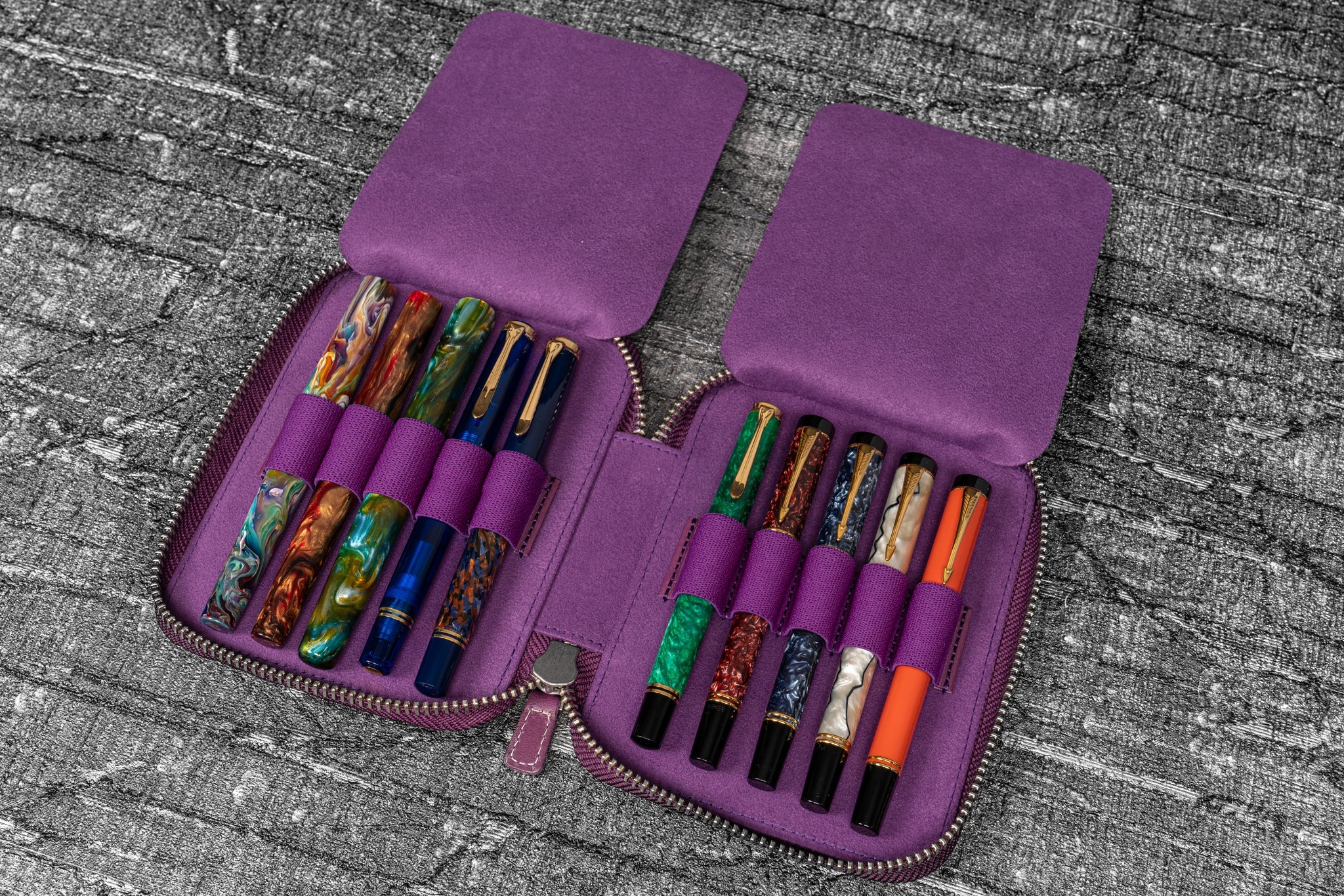 Galen Leather 10 Pen Zipper Case - Image 34
