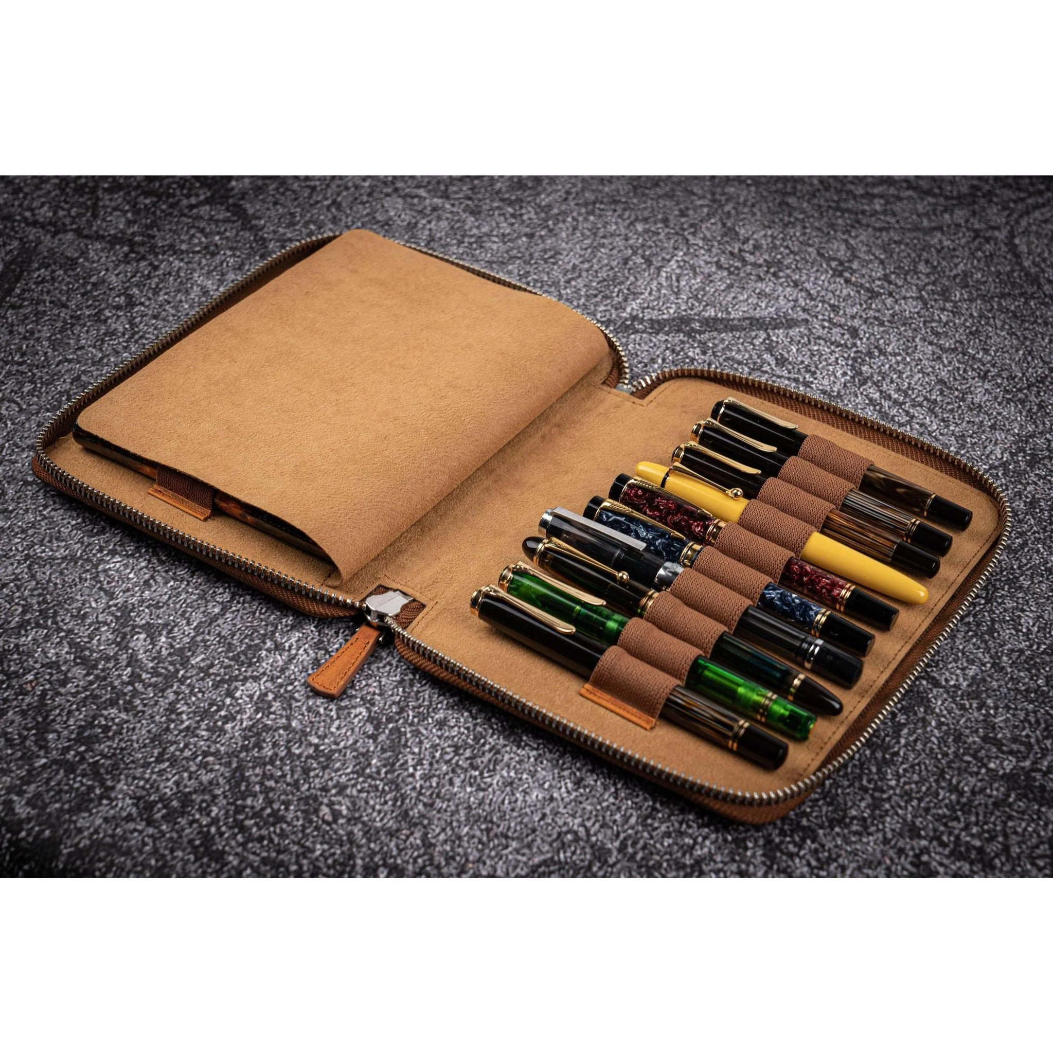 Galen Leather 20 Pen Zipper Case - Image 10