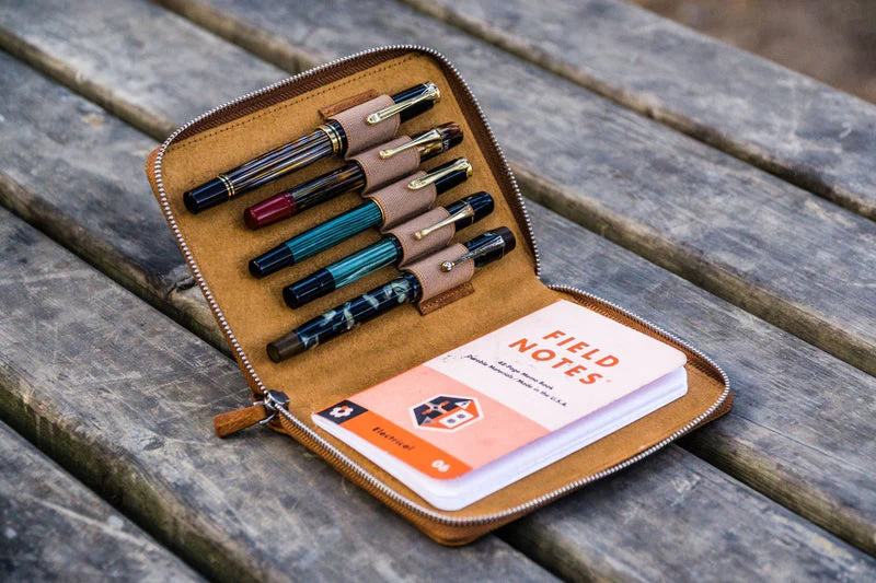 Galen Leather 5 Pen Zipper Case - Image 42