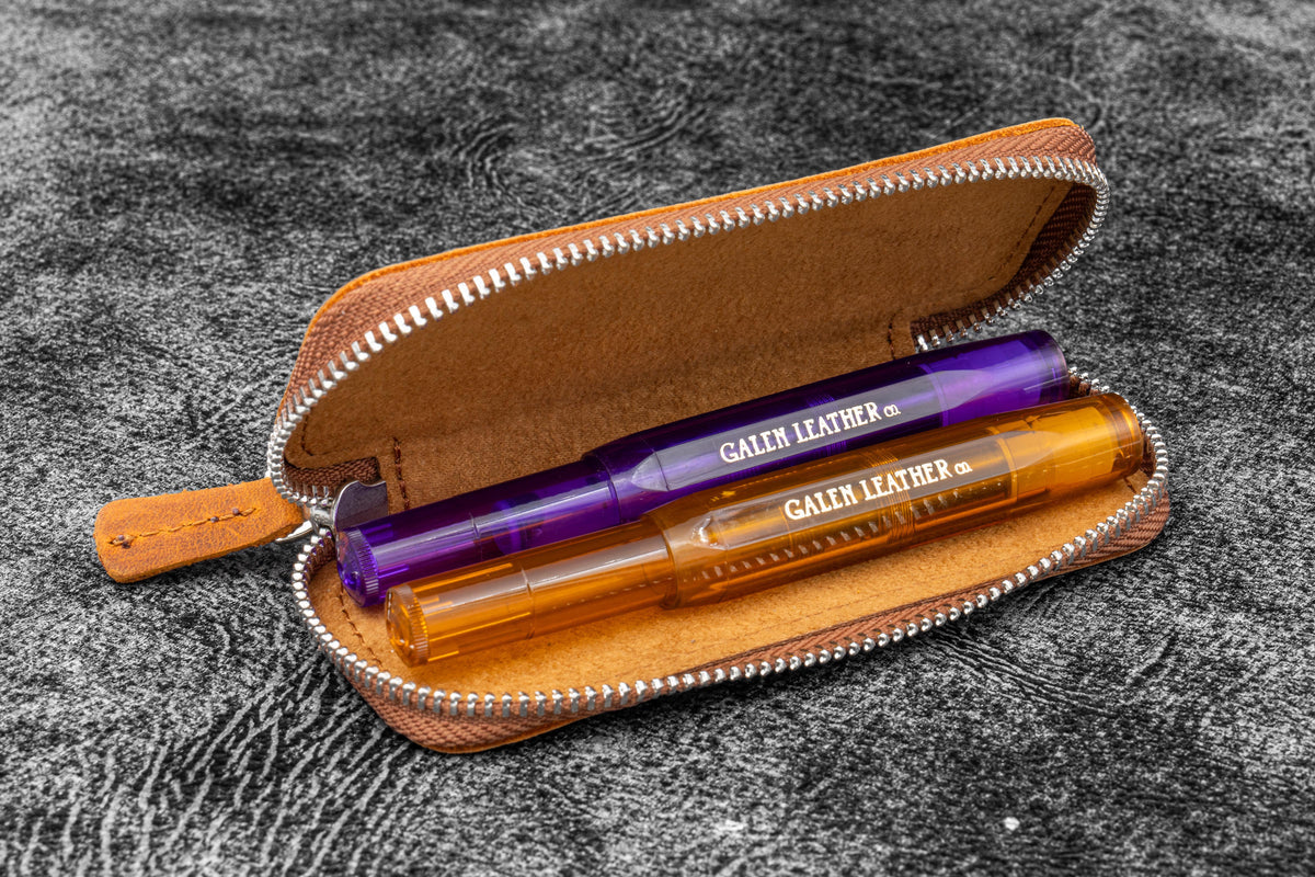 Galen Leather Double Pen Case for Pocket Pen - Image 18