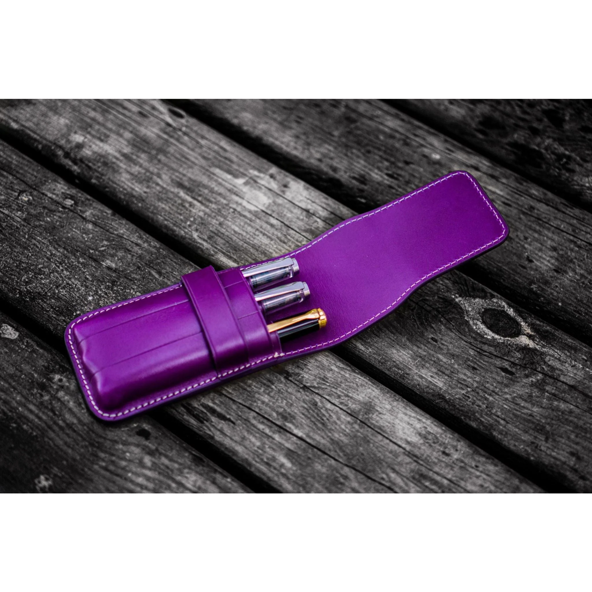 Galen Leather 3 Pen Flap Case - Image 13