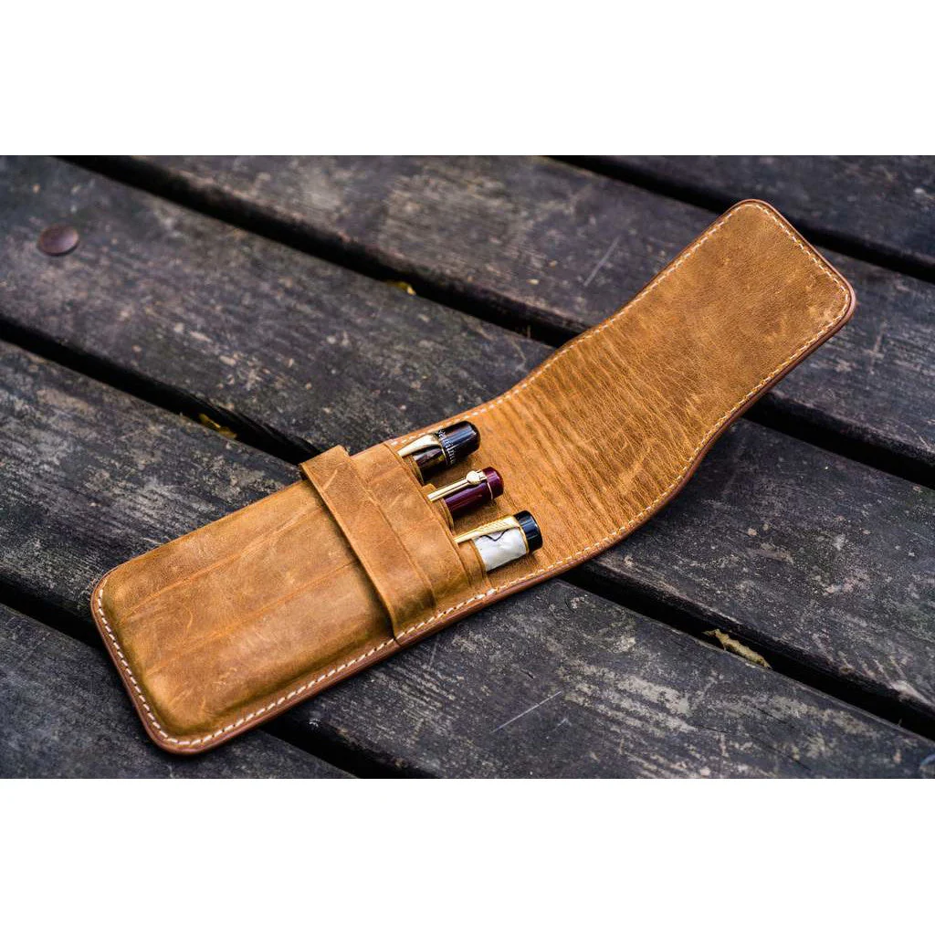 Galen Leather 3 Pen Flap Case - Image 4