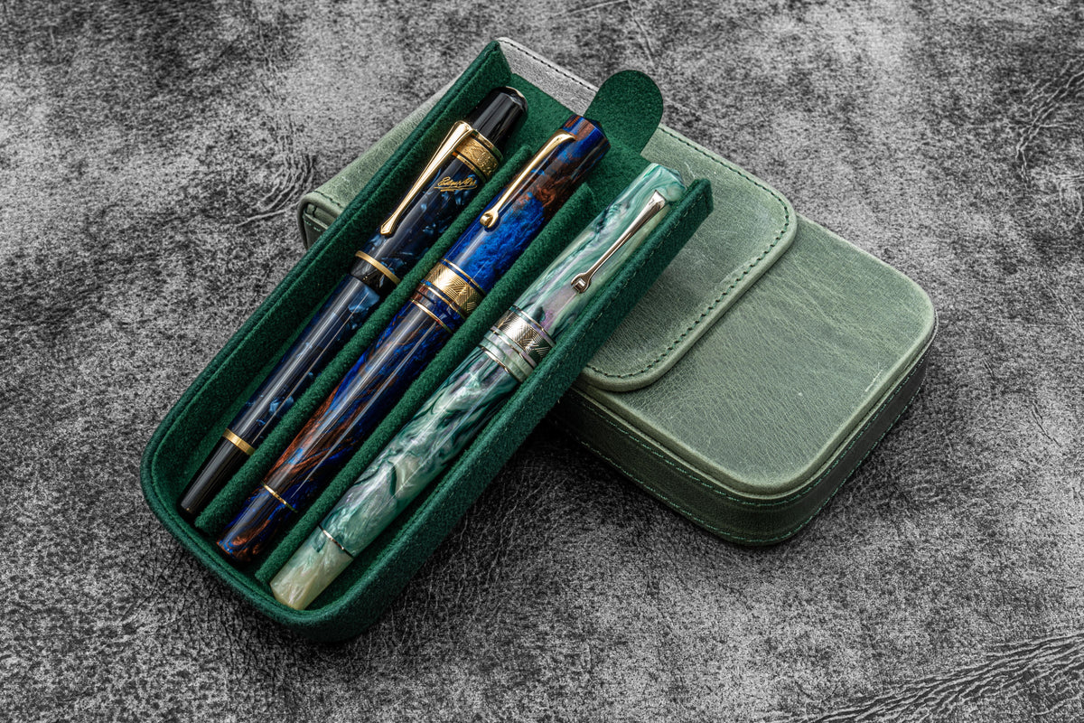 Galen Leather Magnum Opus 3 Slot Hard Pen Case with Removable Pen Tray - Image 15