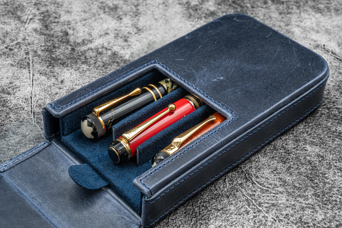 Galen Leather Magnum Opus 3 Slot Hard Pen Case with Removable Pen Tray - Image 17