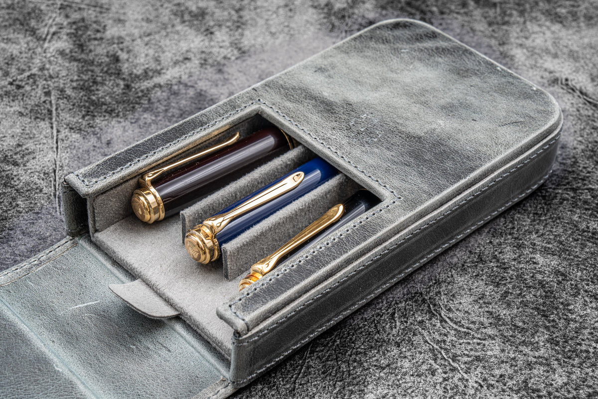 Galen Leather Magnum Opus 3 Slot Hard Pen Case with Removable Pen Tray - Image 20