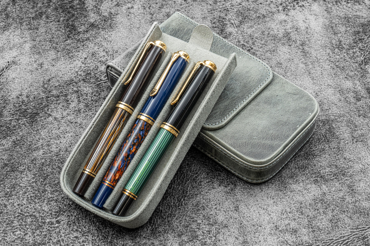 Galen Leather Magnum Opus 3 Slot Hard Pen Case with Removable Pen Tray - Image 21