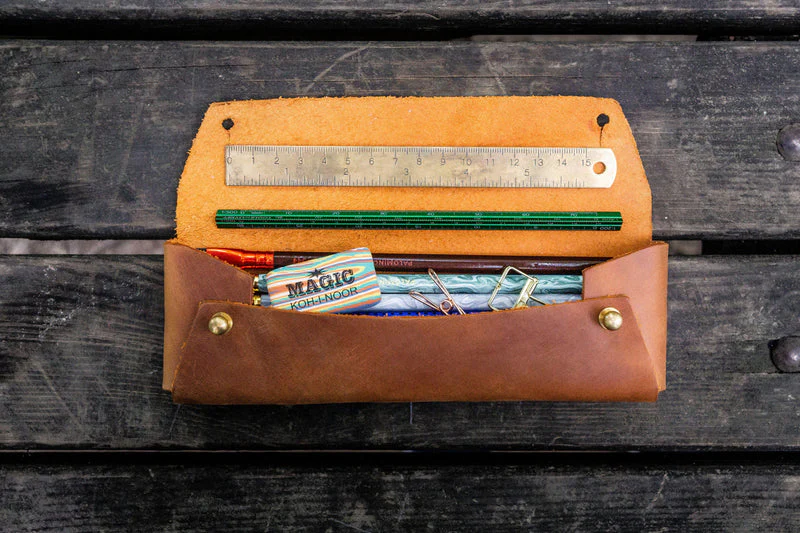 Galen Leather Student Leather Pencil Case - Image 10