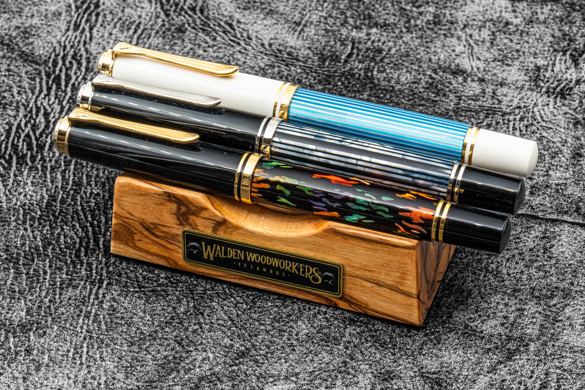 Galen Leather The Pen Stand Wooden Pen and Brush Stand - Olive - Image 2