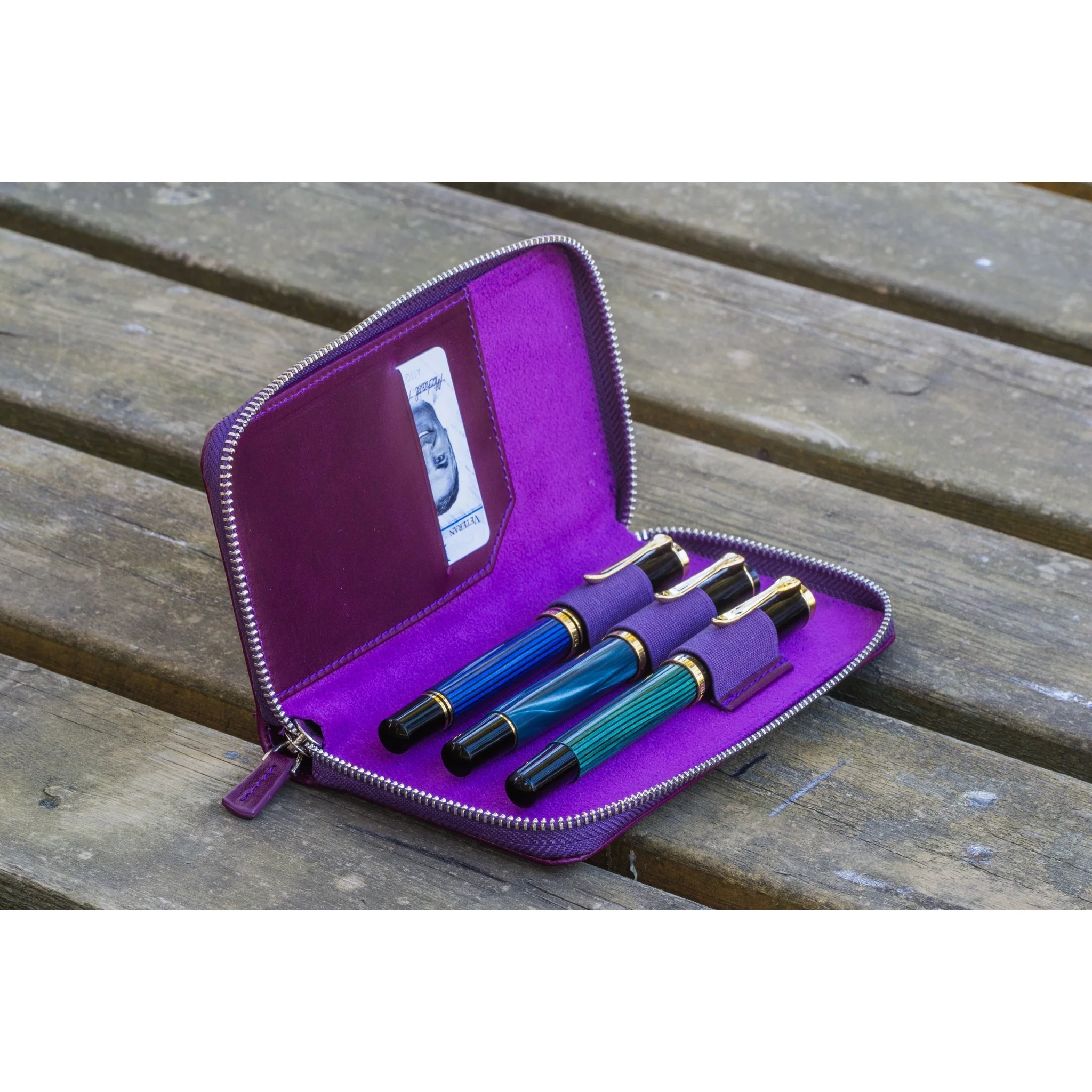 Galen Leather 3 Pen Zipper Case - Image 36