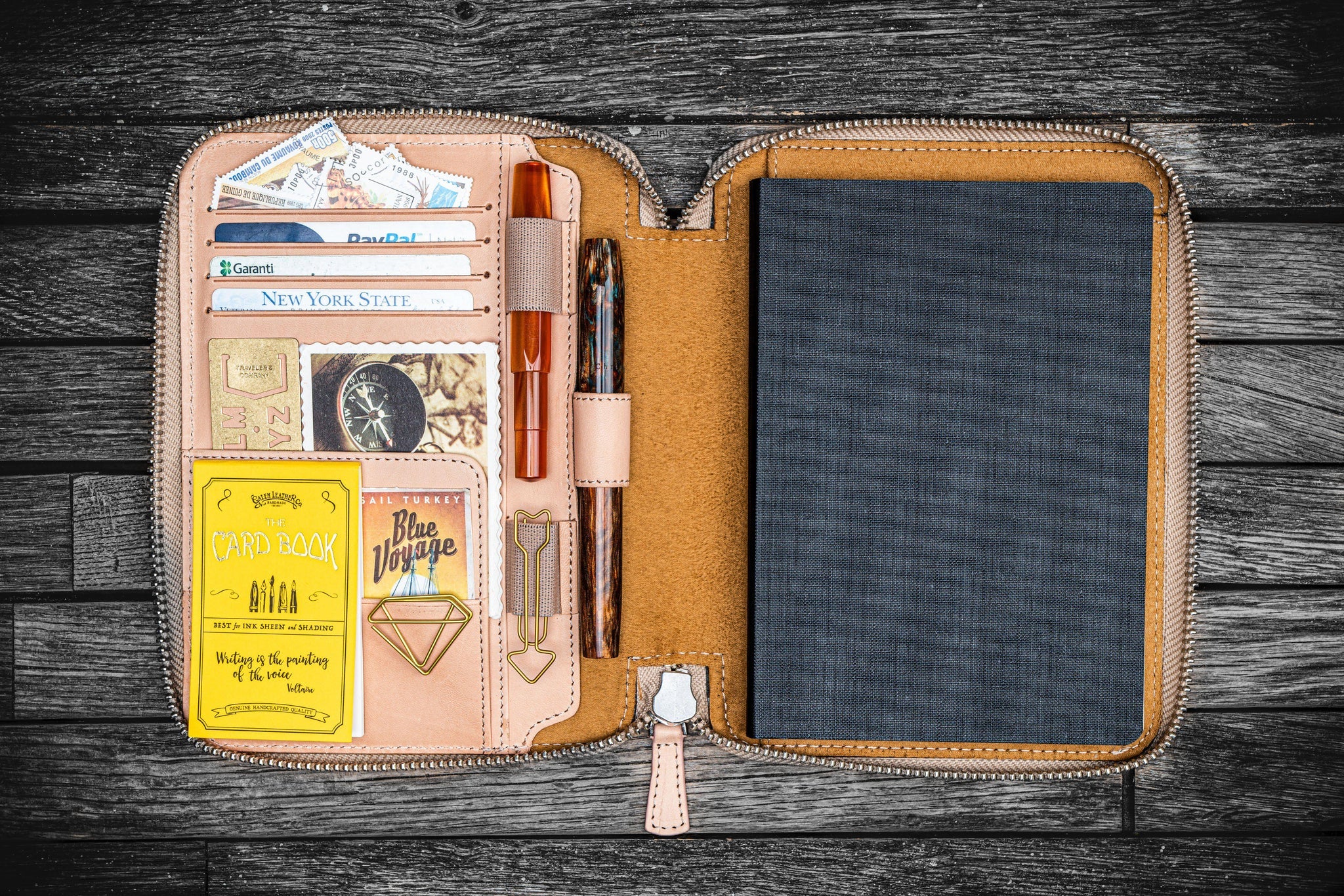 Galen Leather Zipped B6 Notebook Folio - Image 17
