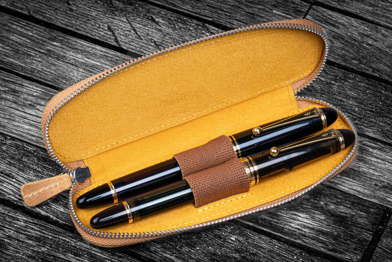 Galen Leather Zippered Duo Slim Pen Case for 2 Pens - Image 11
