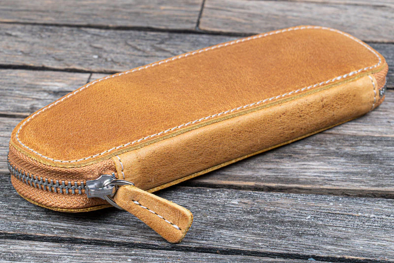 Galen Leather Zippered Duo Slim Pen Case for 2 Pens - Image 12