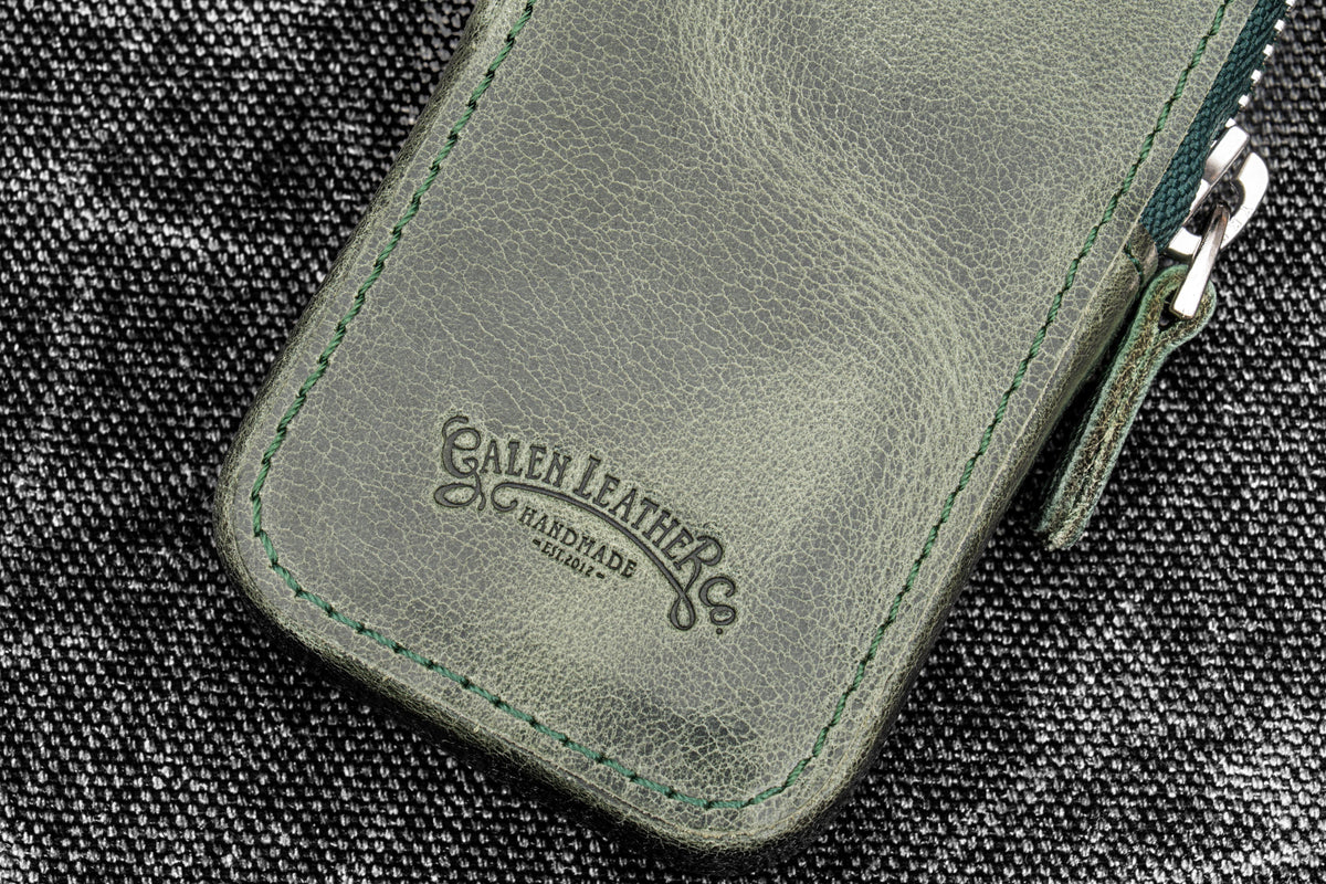 Galen Leather Zippered Magnum Opus 2 Slot Pen Case - Image 11