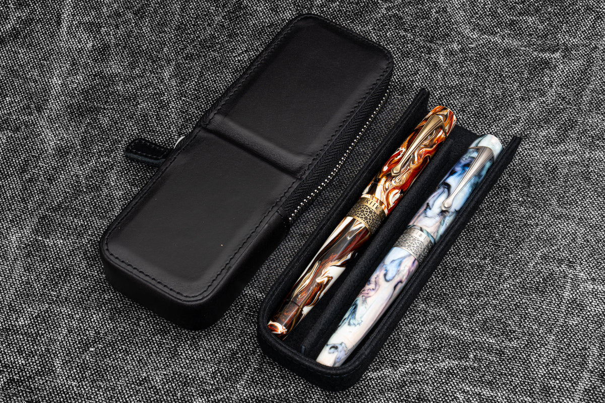 Galen Leather Zippered Magnum Opus 2 Slot Pen Case - Image 2