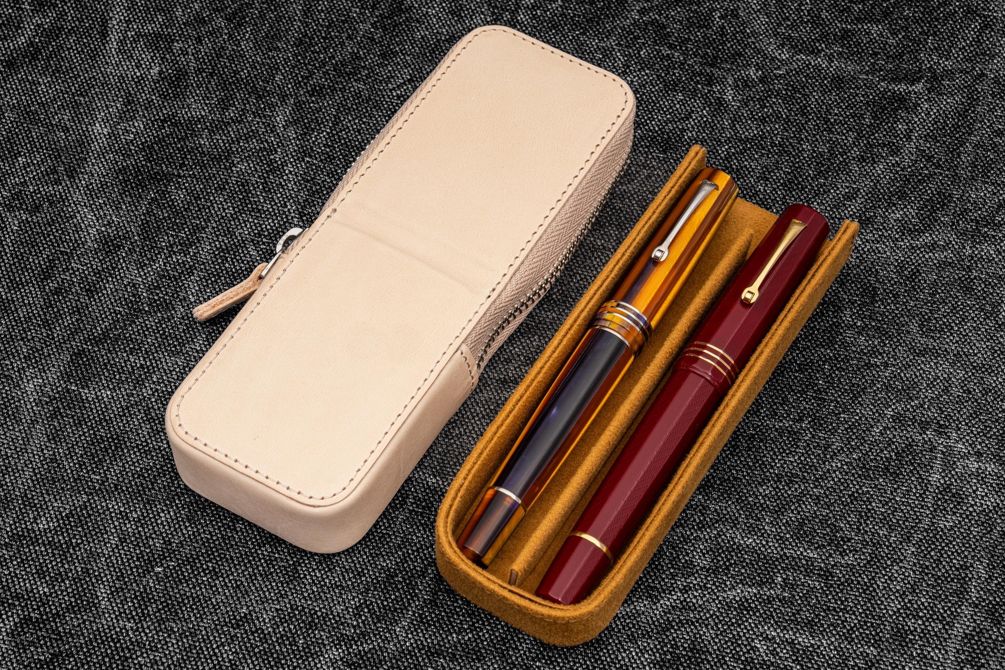 Galen Leather Zippered Magnum Opus 2 Slot Pen Case - Image 22