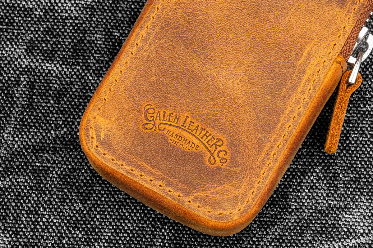Galen Leather Zippered Magnum Opus 2 Slot Pen Case - Image 7
