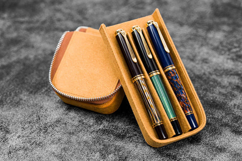 Galen Leather Zippered Magnum Opus 3 Slot Pen Case - Image 14