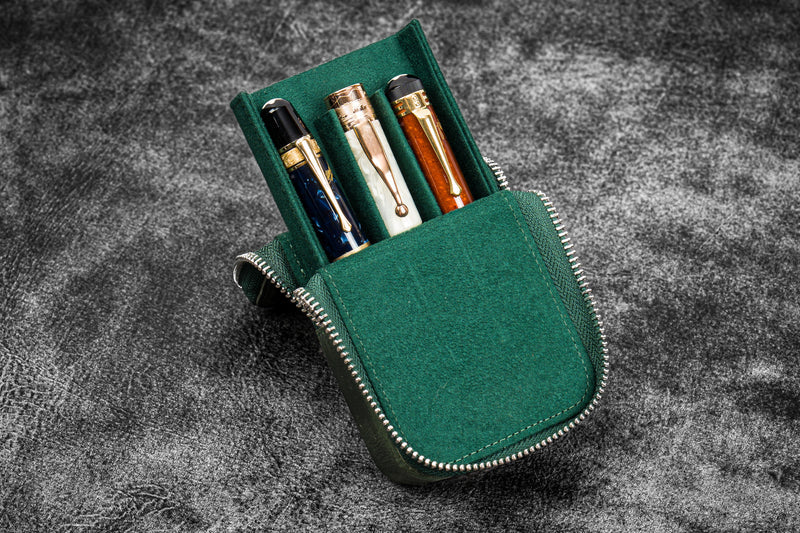 Galen Leather Zippered Magnum Opus 3 Slot Pen Case - Image 19