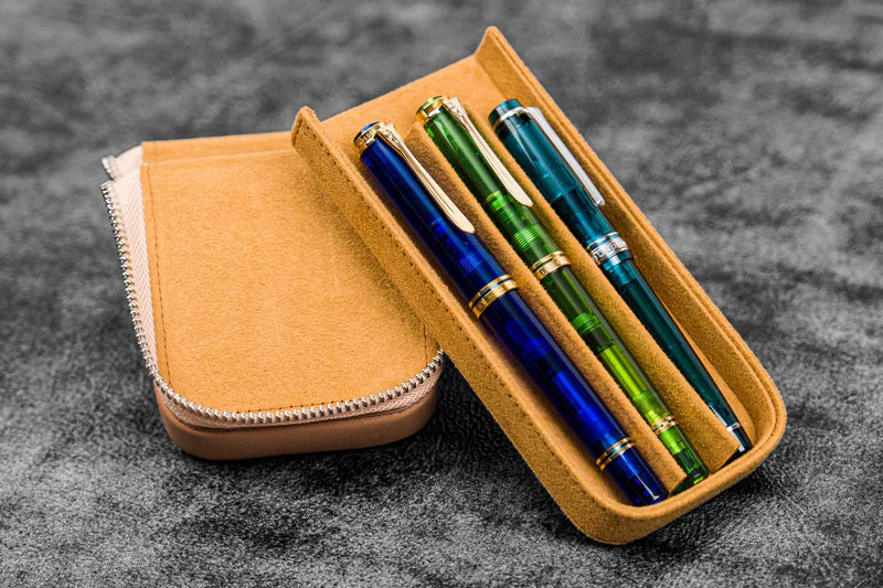Galen Leather Zippered Magnum Opus 3 Slot Pen Case - Image 2