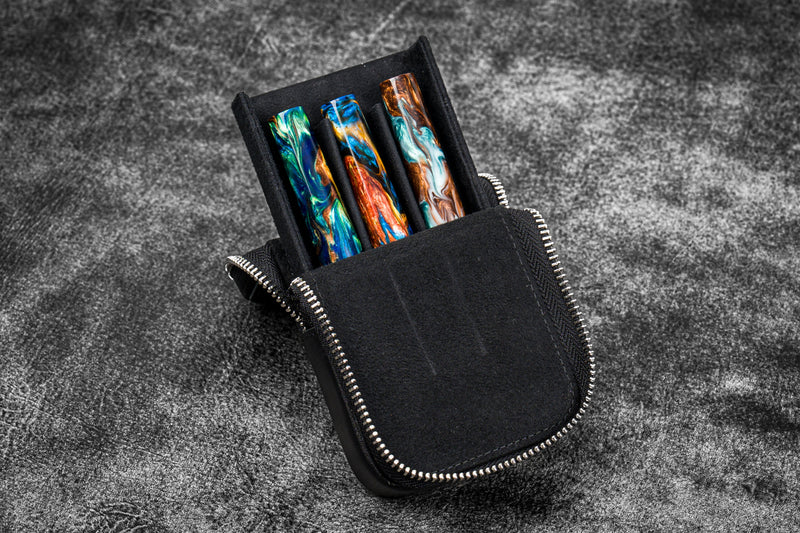 Galen Leather Zippered Magnum Opus 3 Slot Pen Case - Image 22