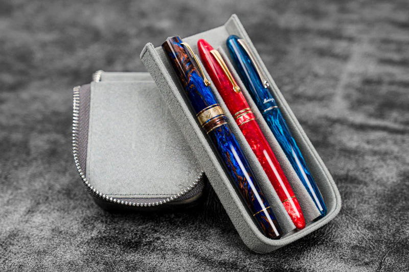Galen Leather Zippered Magnum Opus 3 Slot Pen Case - Image 5