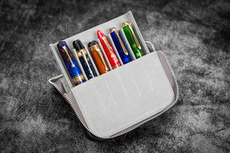 Galen Leather Zippered Magnum Opus 6 Slot Pen Case - Image 14