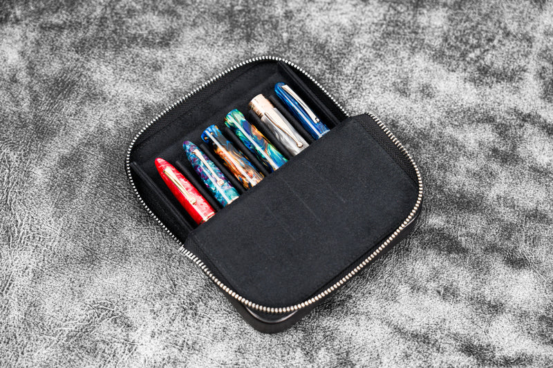 Galen Leather Zippered Magnum Opus 6 Slot Pen Case - Image 3