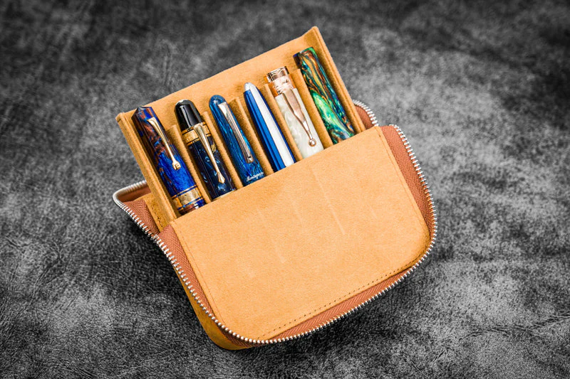 Galen Leather Zippered Magnum Opus 6 Slot Pen Case - Image 6