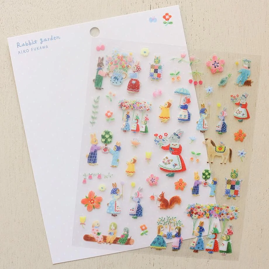 Hyogensha Cozyca Aiko Fukawa Sticker Sheet - Rabbit Garden - Image 2
