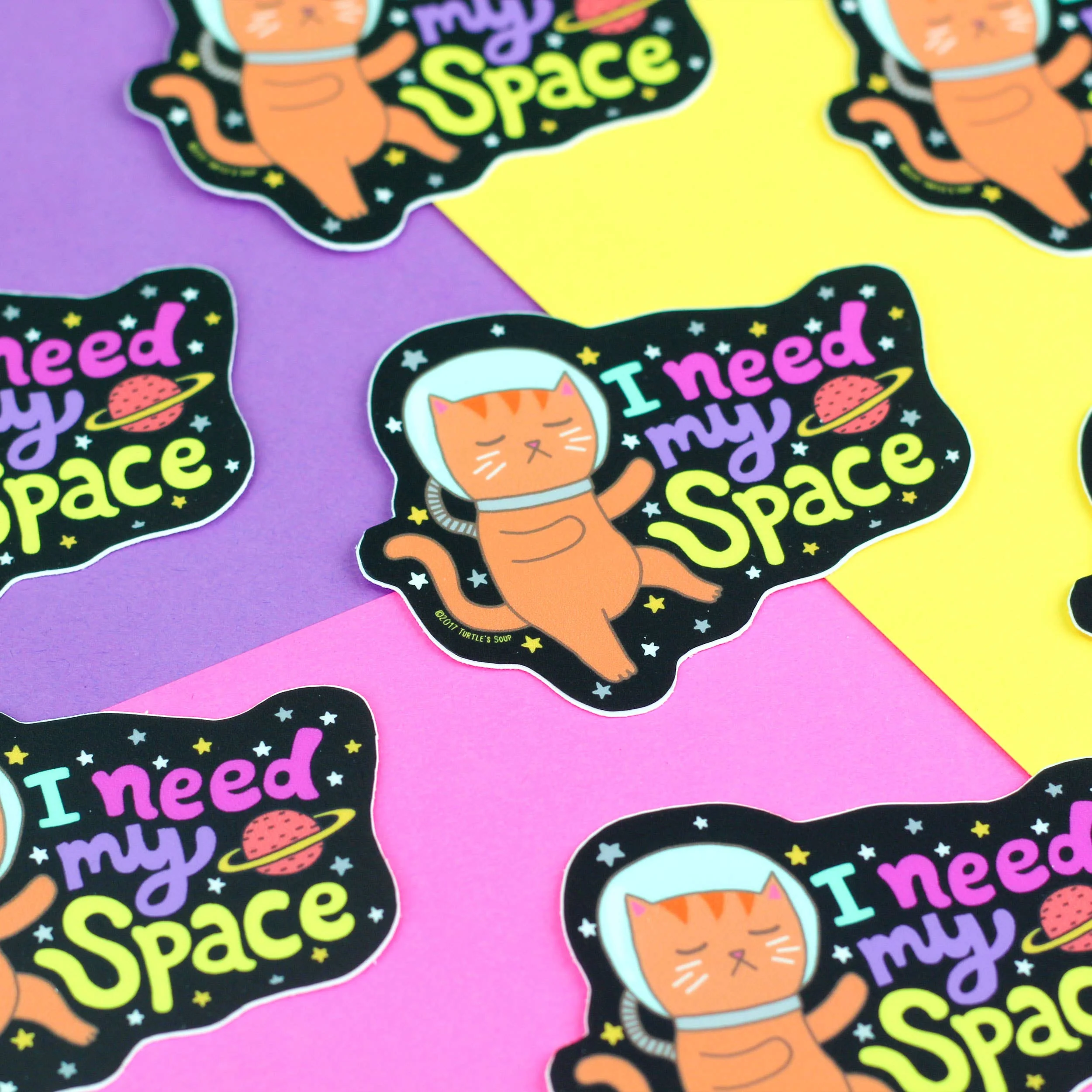 I Need My Space Galaxy Cat Holiday Gift Vinyl Sticker - Image 2