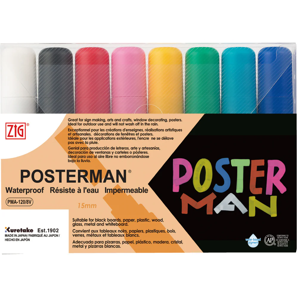 Kuretake Zig Posterman Markers (Set of 8) - Image 4