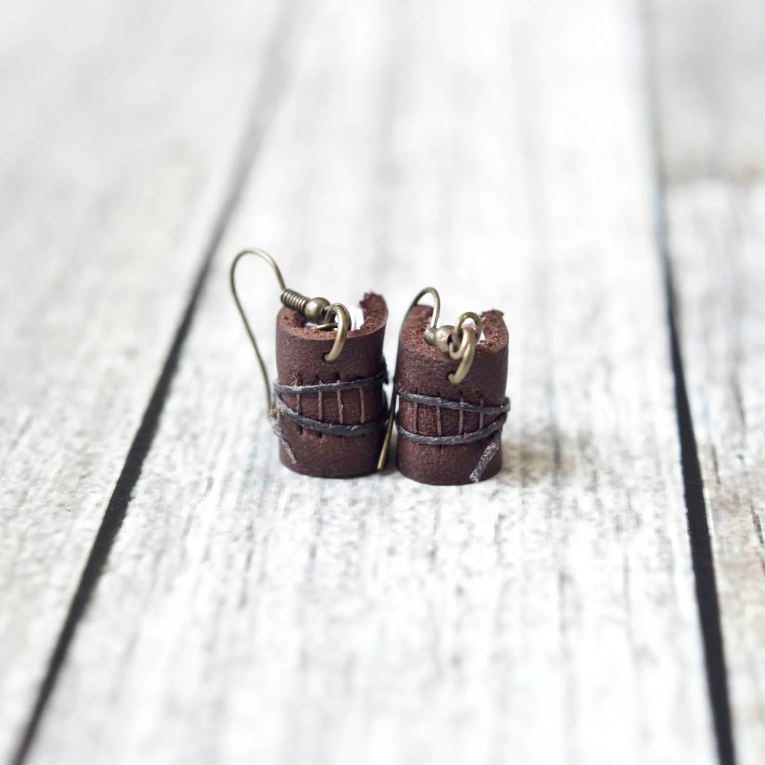 Leather Journal Earrings / Mini Book Jewelry: Bright White - Image 3
