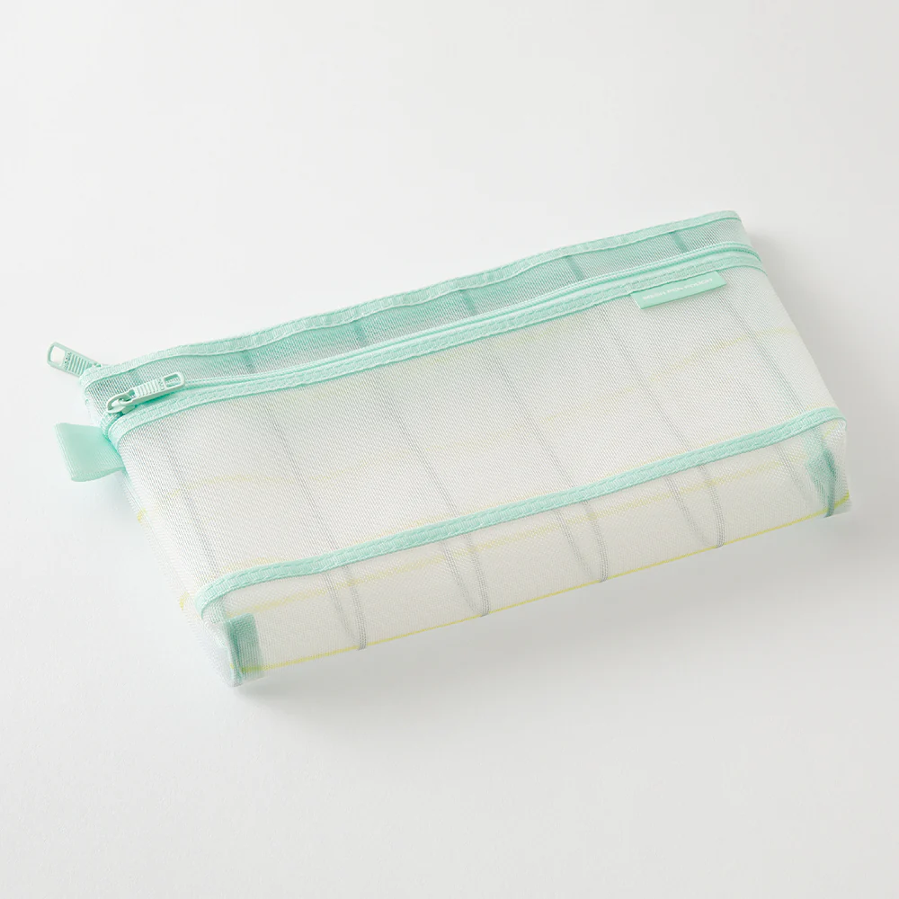 Midori Mesh Pen Pouch - Check Green - Image 3