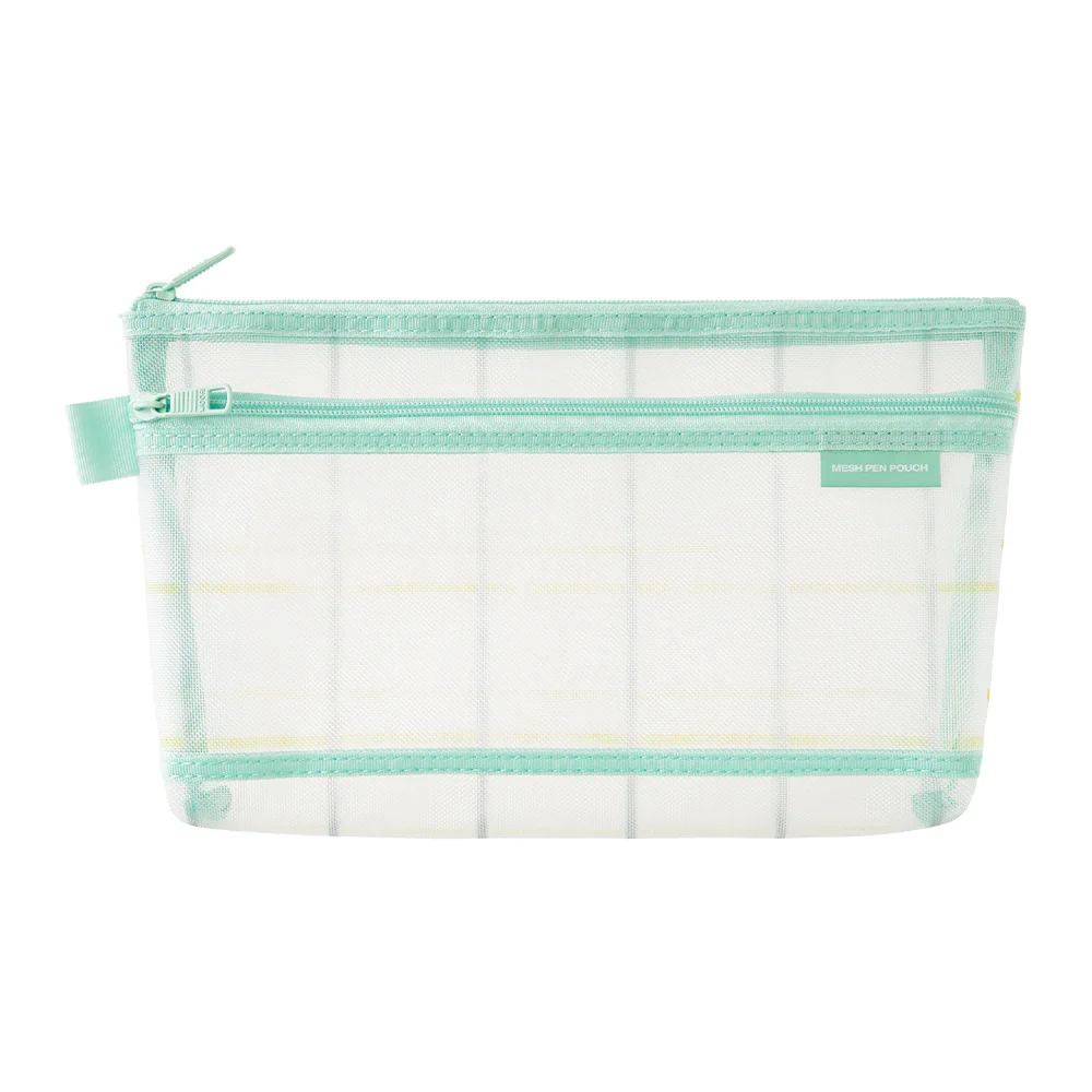 Midori Mesh Pen Pouch - Check Green - Image 5