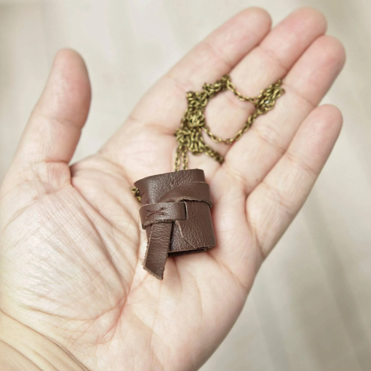 Mini Leather Journal Necklace: Copper / Bright White - Image 3