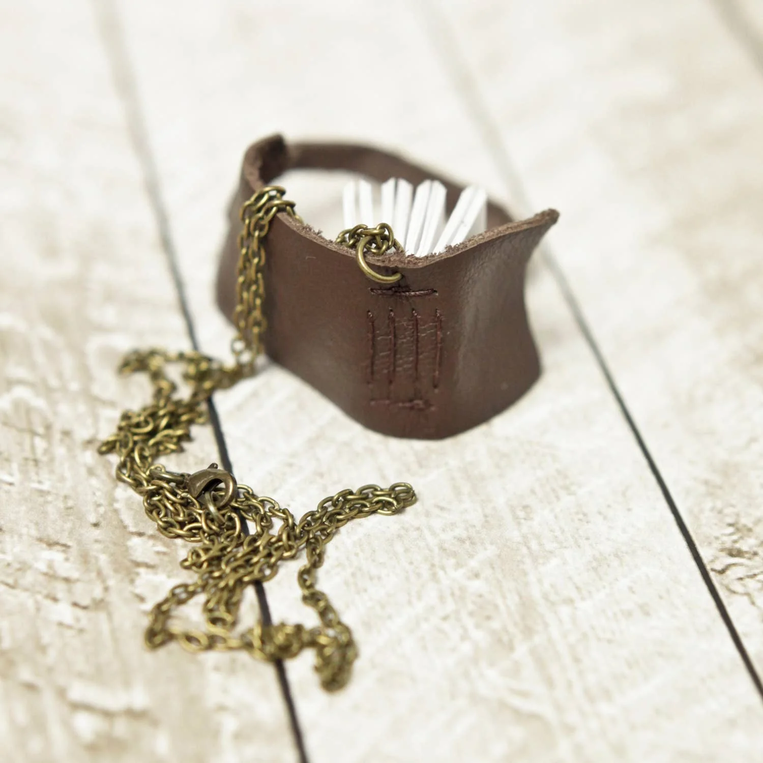 Mini Leather Journal Necklace: Copper / Bright White - Image 6