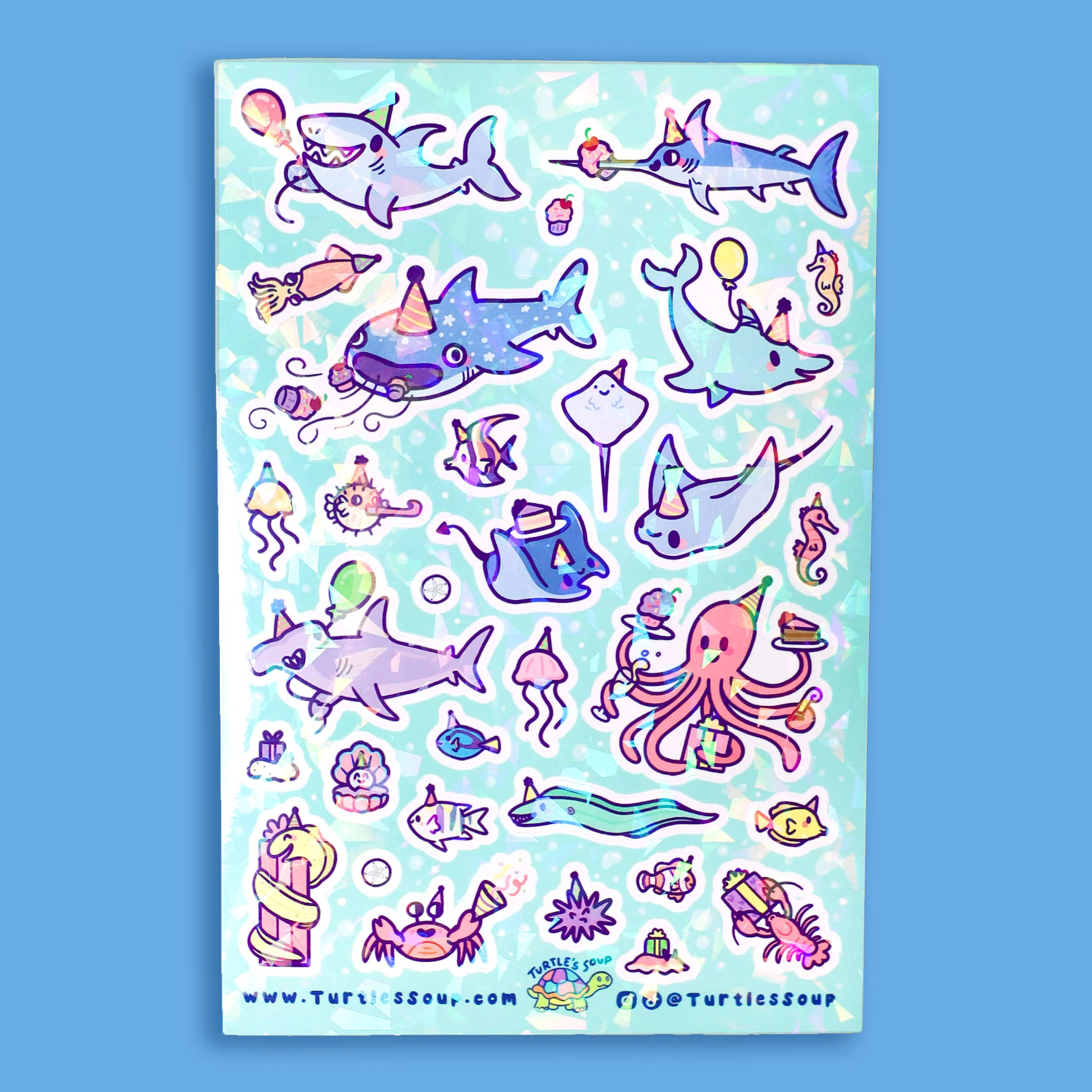 Ocean Party Ocean Critters Summer Vinyl Sticker Sheet - Image 2