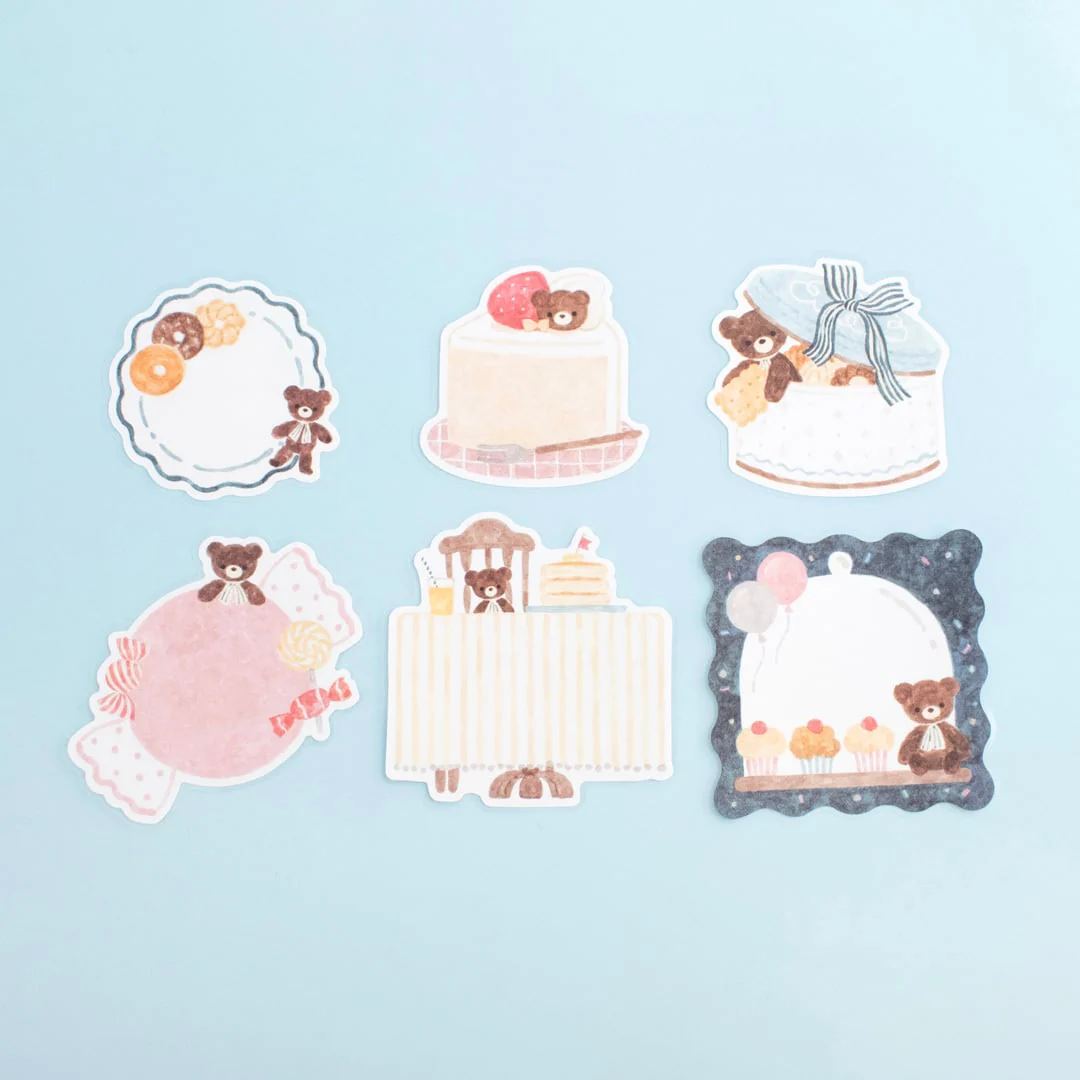 Papier Platz Nakauchi Waka Flake Sticky Notes - Bear and Sweets - Image 2