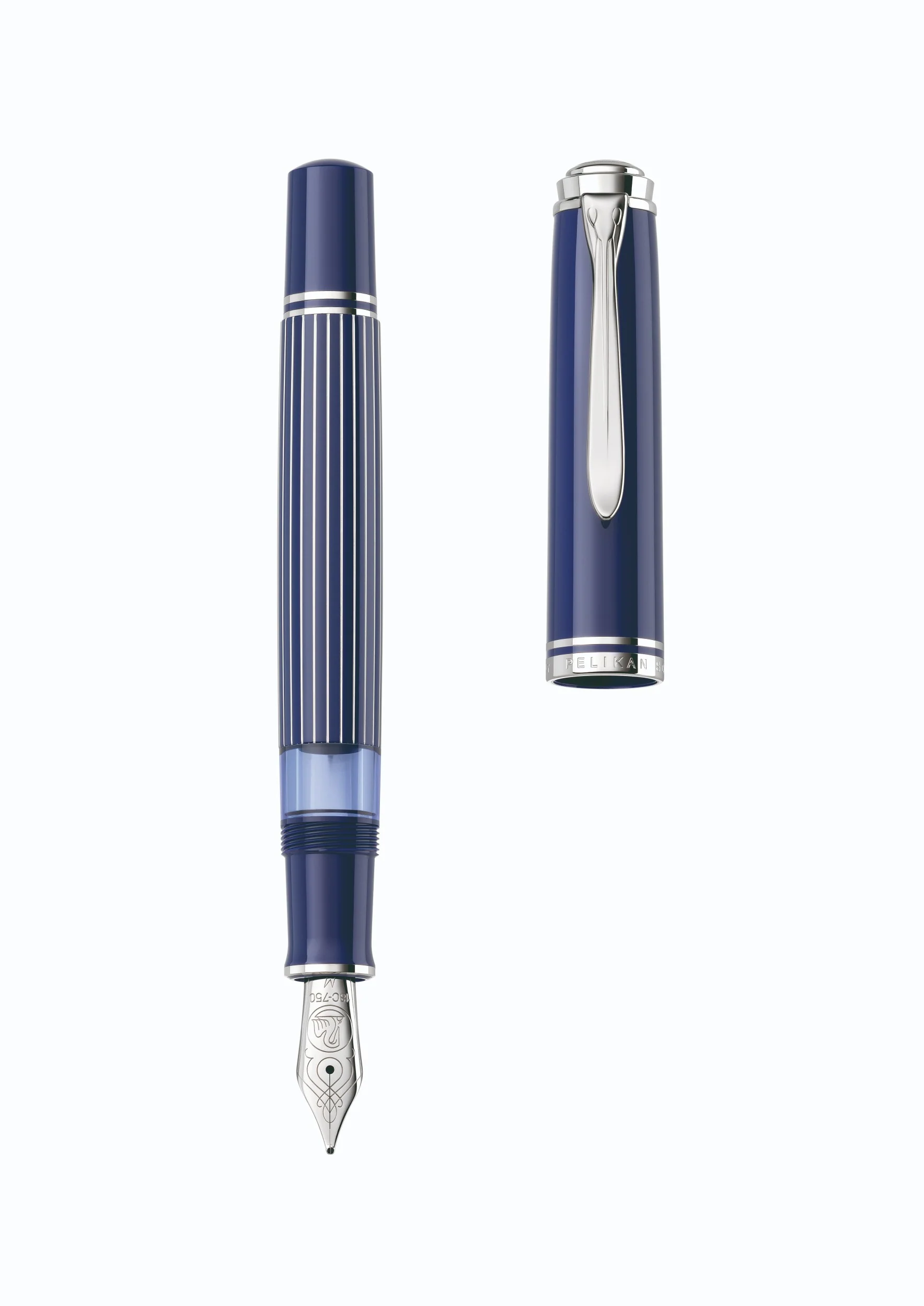 Pelikan Souveran M815 Fountain Pen - Metal Striped Blue (Special Edition) - Image 4